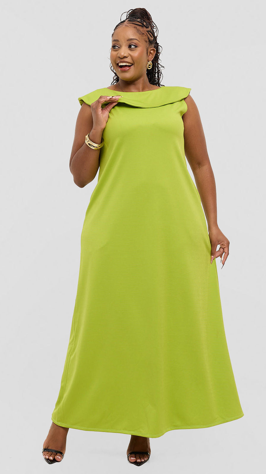 lime green swing dress Monochrome Lime Green Jacquard Swing Swing Dress M / Monochrome Lime Green