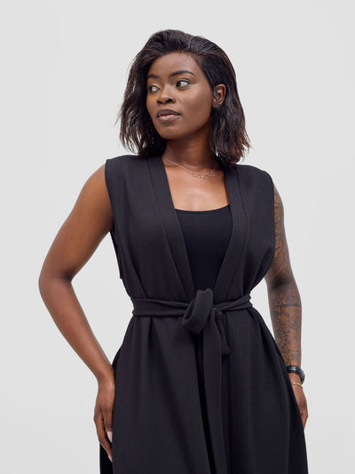 Vivo Chela Sleeveless Waterfall - Black - Shopzetu