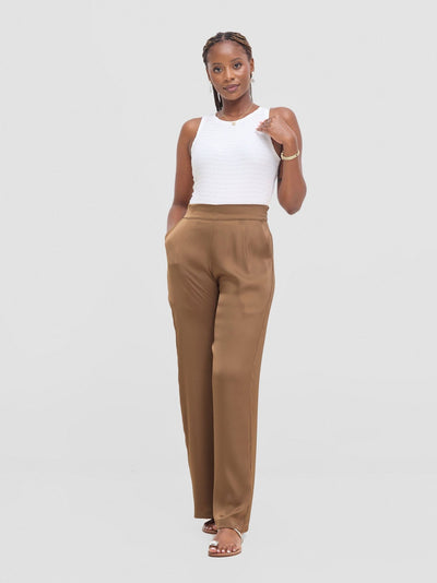 Vivo Tahisa Straight Leg Pants - Dark Olive - Shopzetu