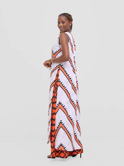 Vivo Isabi Sleeveless Kimono - White / Orange Sabi Print - Shopzetu