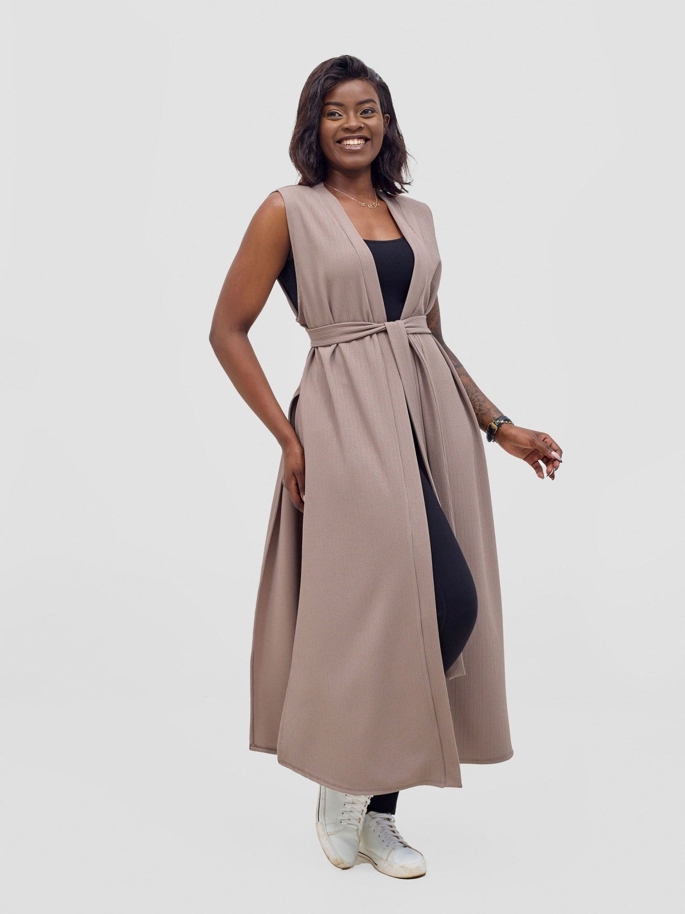 Vivo Chela Sleeveless Waterfall - Taupe - Shopzetu