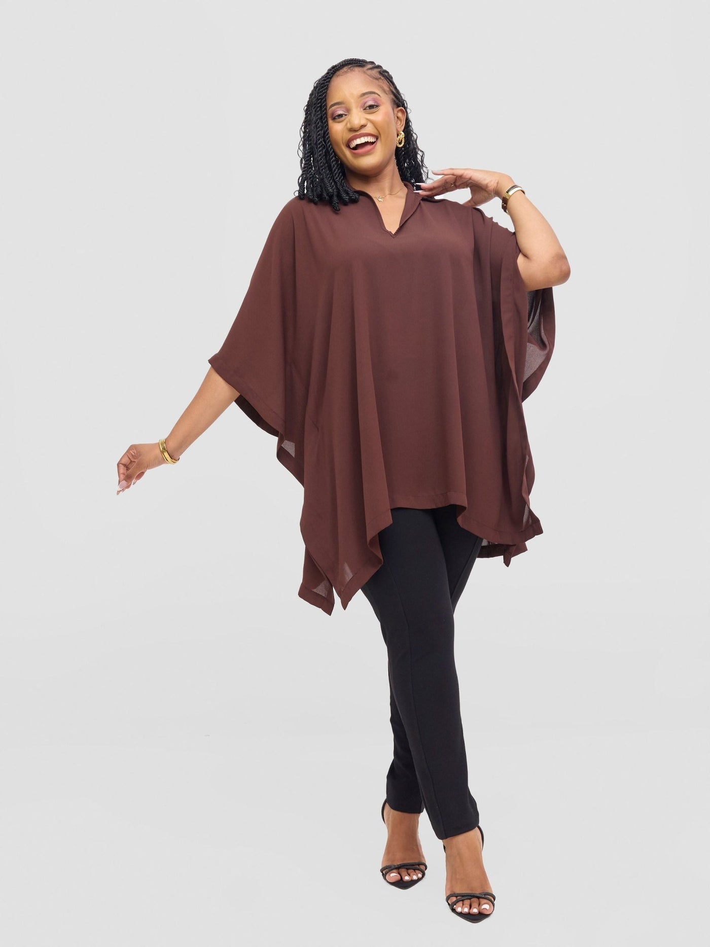 Vivo Isabi Loose Top - Chocolate - Shopzetu