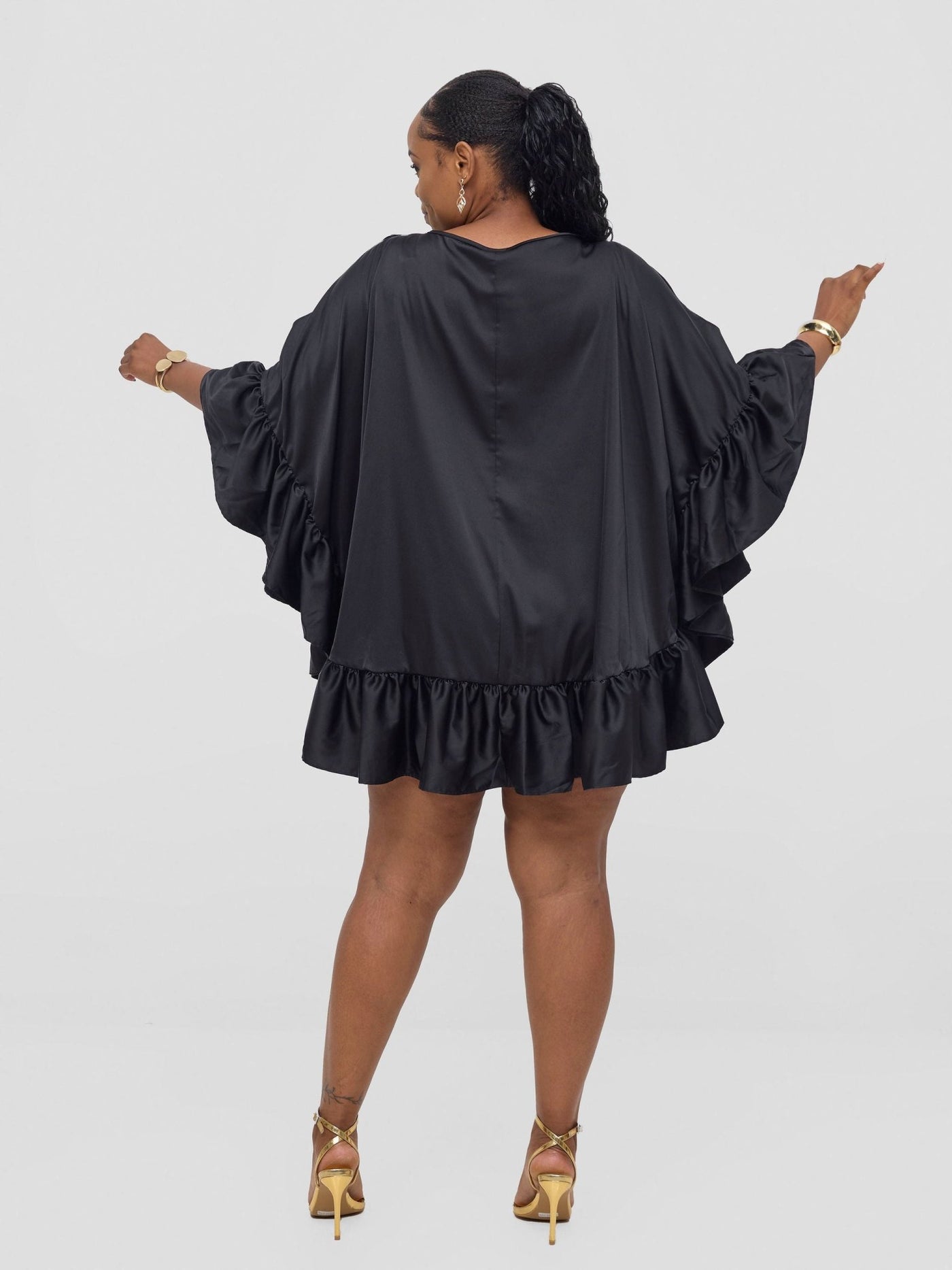 Vivo Chidii Tunic Dress With Frills - Black - Shopzetu