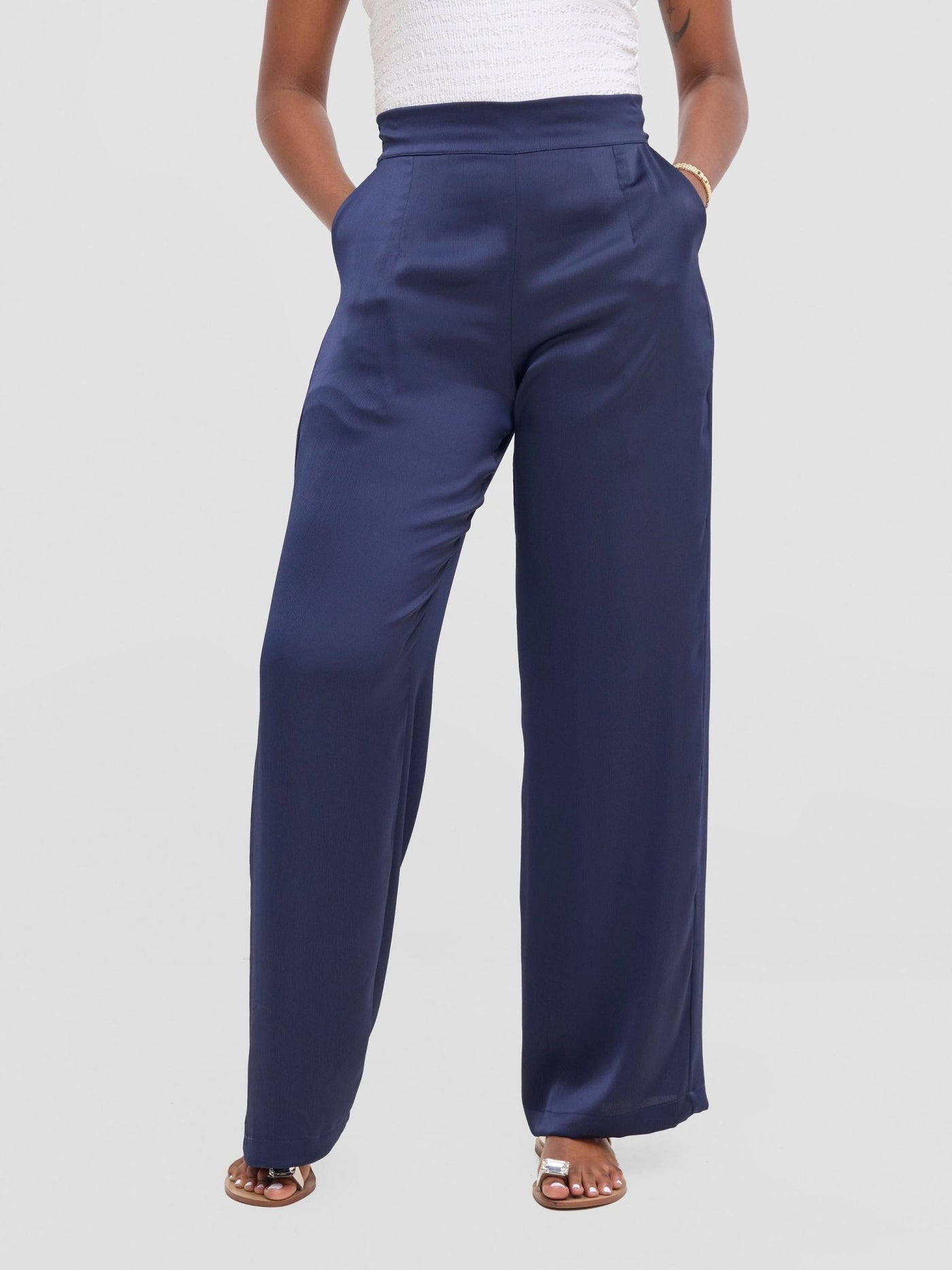 Vivo Tahisa Straight Leg Pants - Midnight Blue - Shopzetu