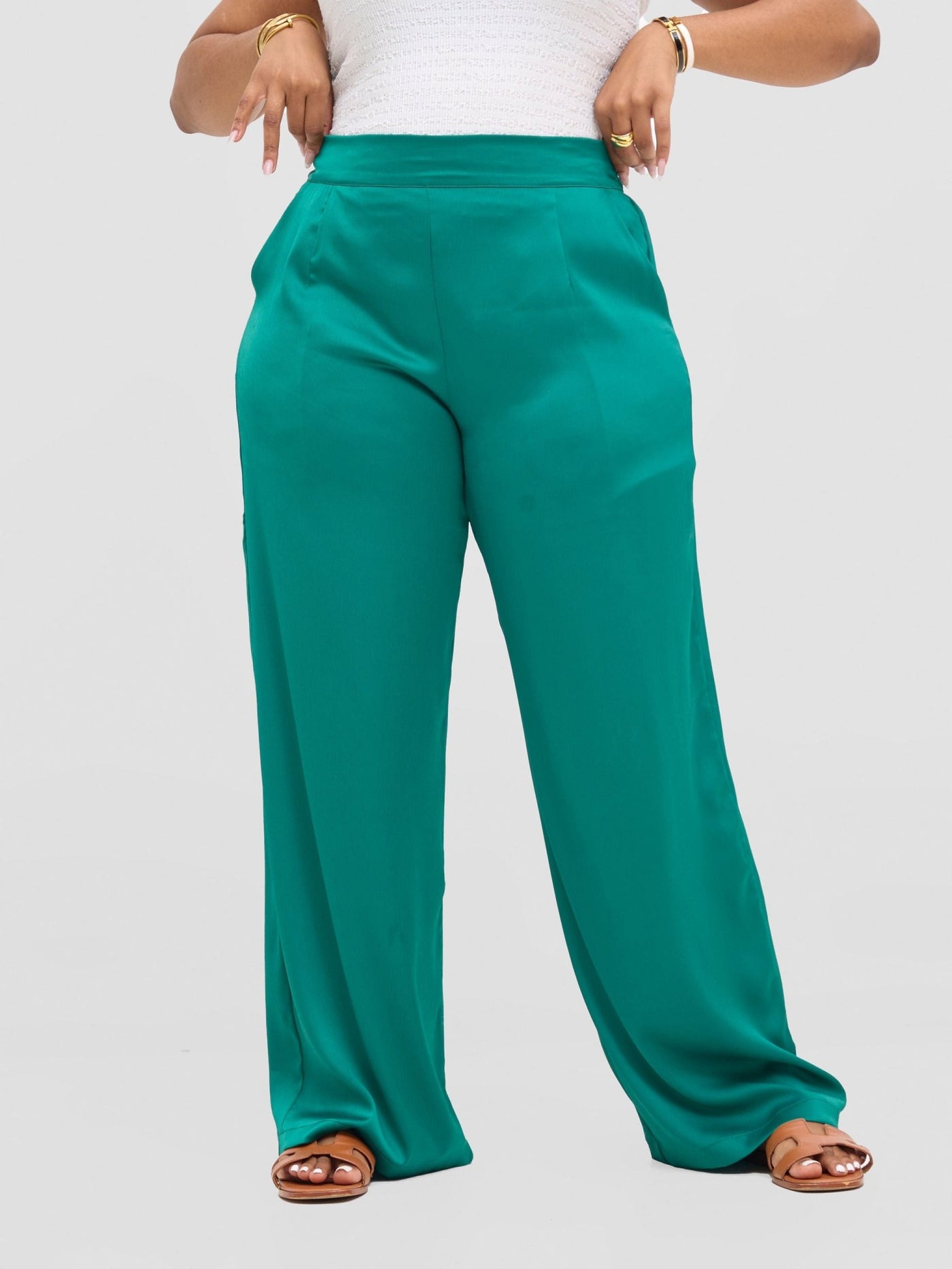 Vivo Tahisa Straight Leg Pants - Dark Green - Shopzetu
