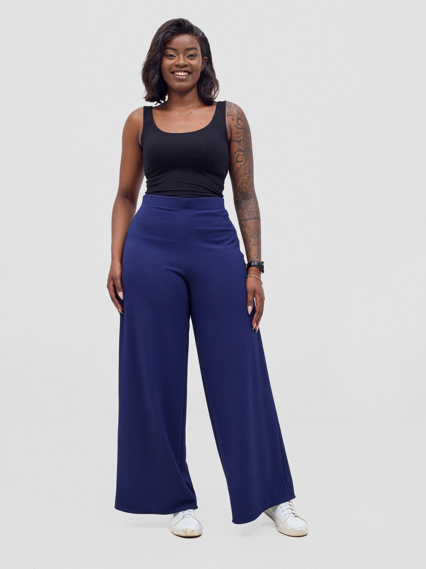 Vivo Wide Leg Pants - Navy - Shopzetu