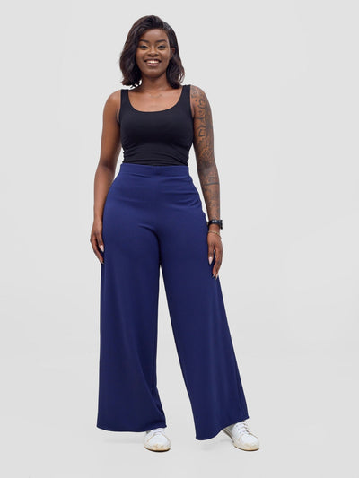 Vivo Wide Leg Pants - Navy - Shopzetu