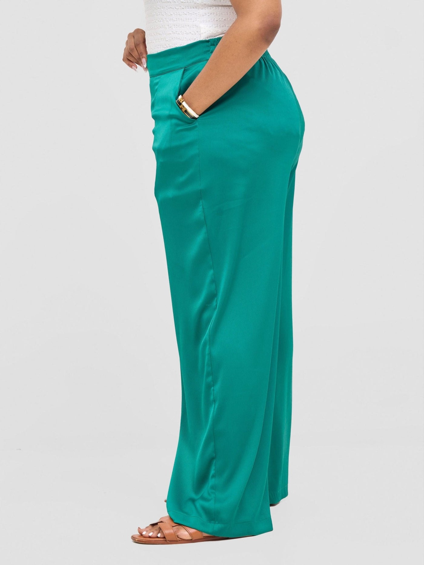 Vivo Tahisa Straight Leg Pants - Dark Green - Shopzetu