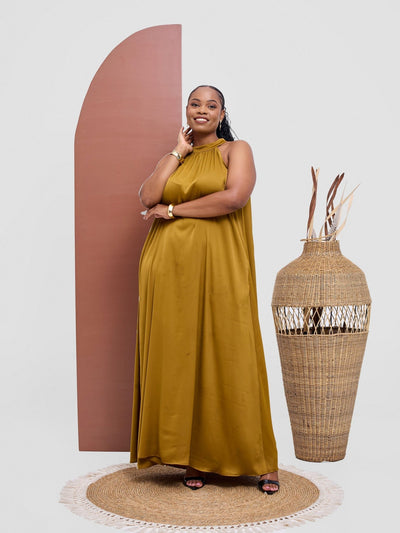 Vivo Kelemi 4.0 Halter Maxi Dress - Light Olive - Shopzetu