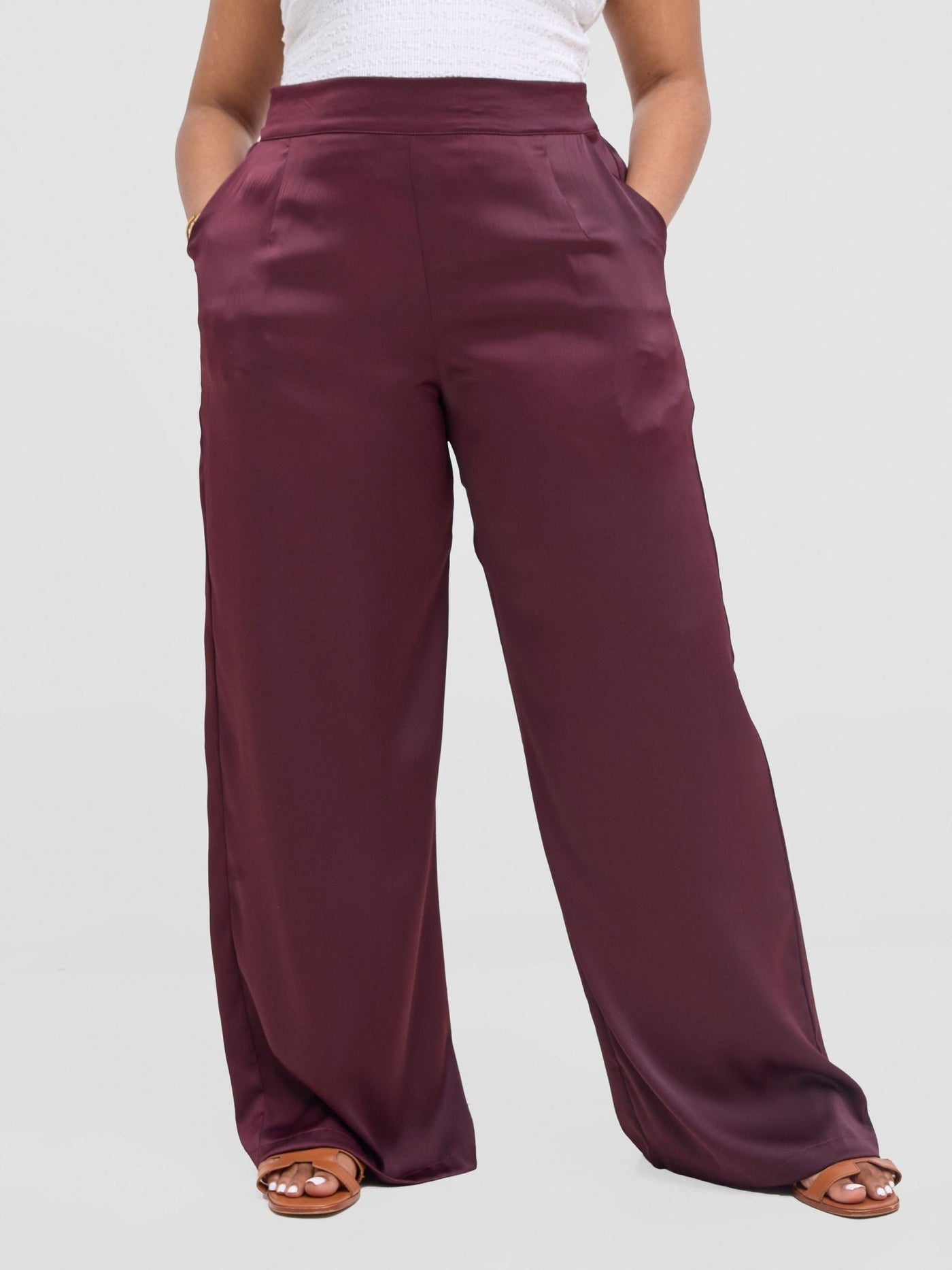 Vivo Tahisa Straight Leg Pants - Dark Brown - Shopzetu