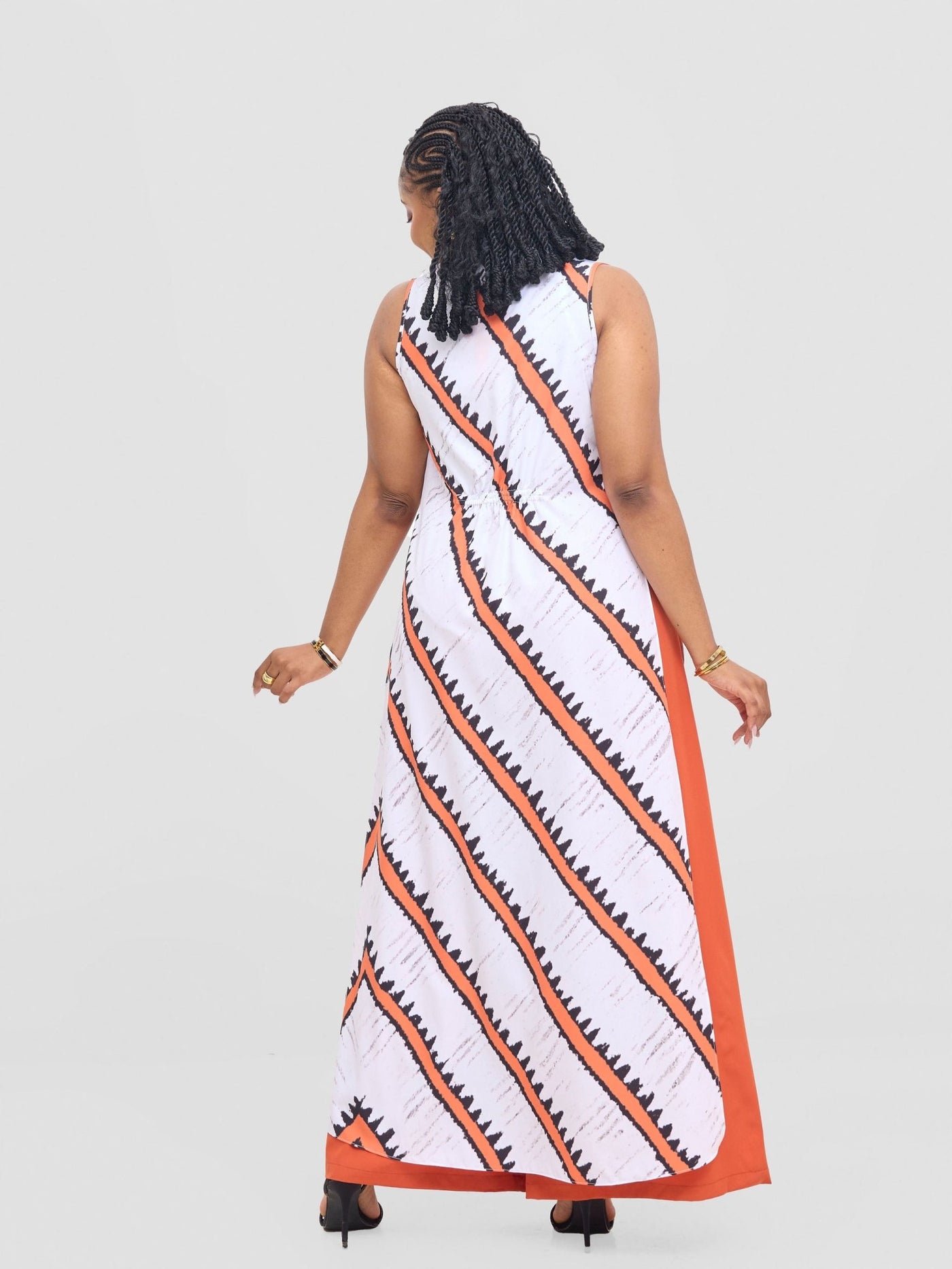 Vivo Isabi Sleeveless Kimono - White / Orange Sabi Print - Shopzetu