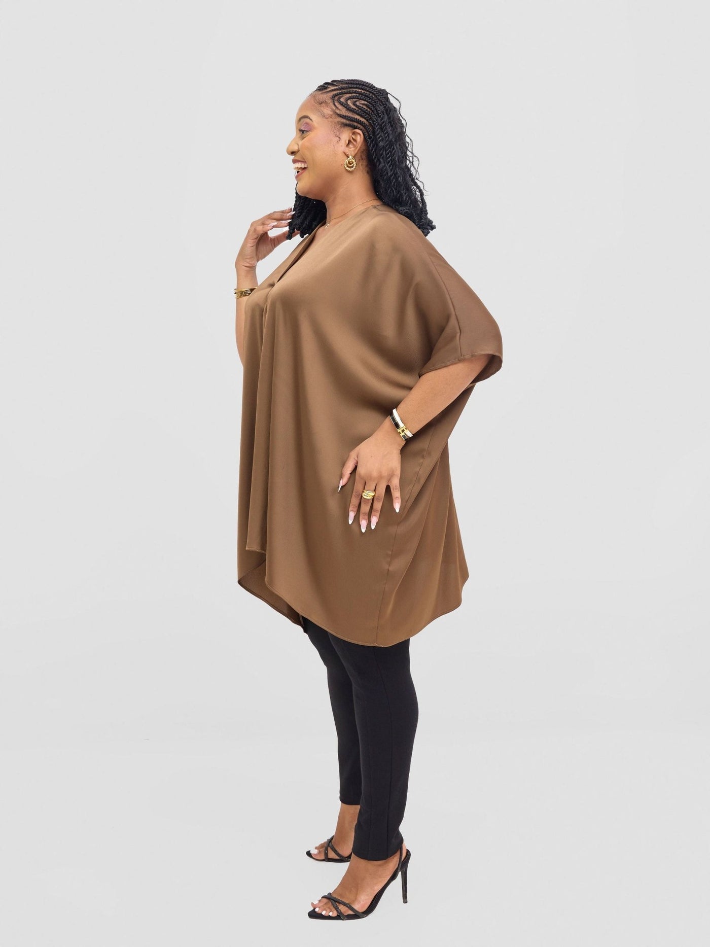 Vivo Tahisa Loose Top - Dark Olive - Shopzetu