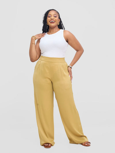Vivo Tahisa Straight Leg Pants - Light Olive - Shopzetu