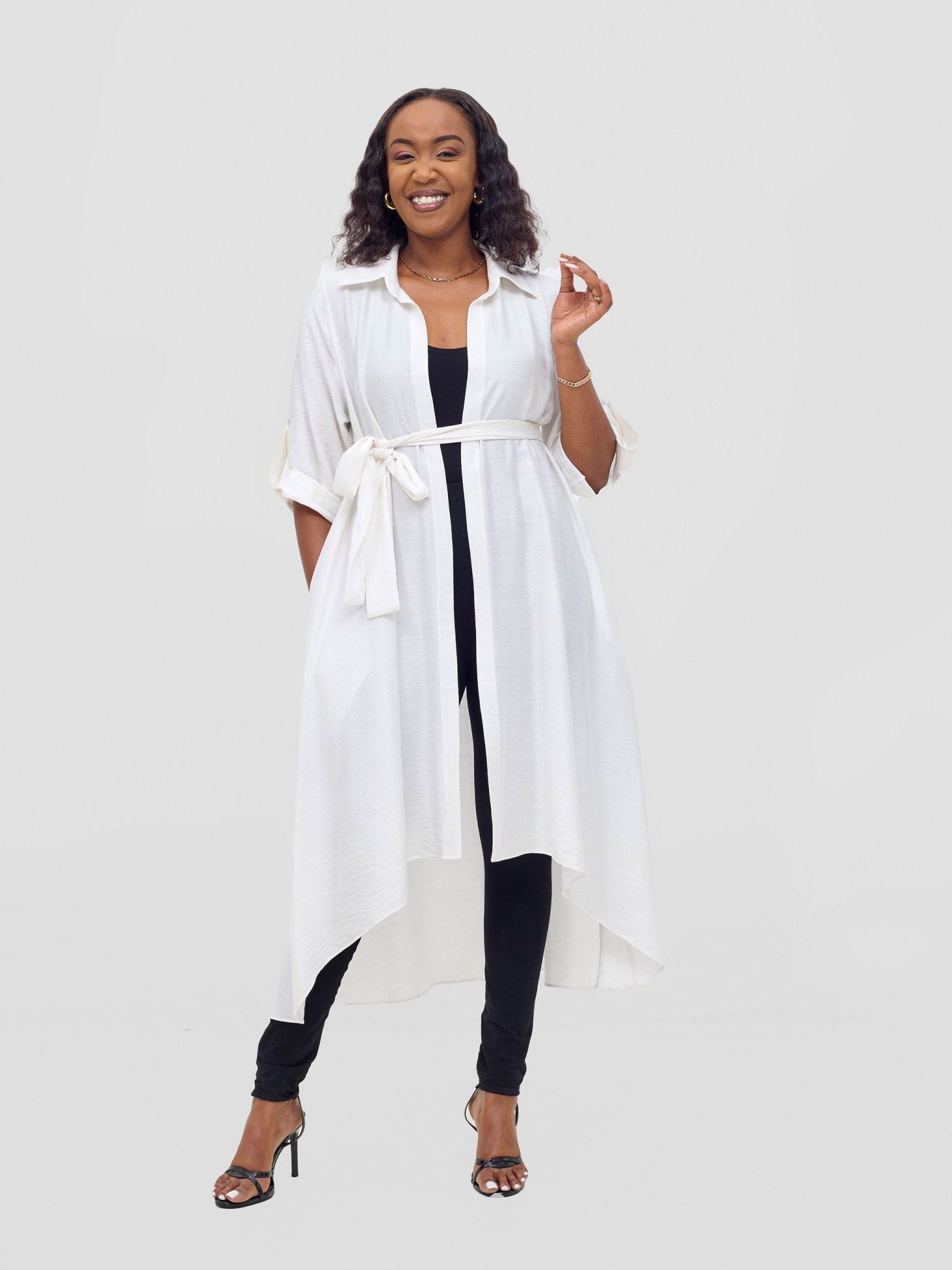 Vivo Ava 3/4 Sleeve Kimono - White - Shopzetu