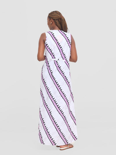 Vivo Isabi Sleeveless Kimono - White / Lilac Sabi Print - Shopzetu