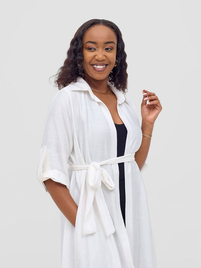 Vivo Ava 3/4 Sleeve Kimono - White - Shopzetu