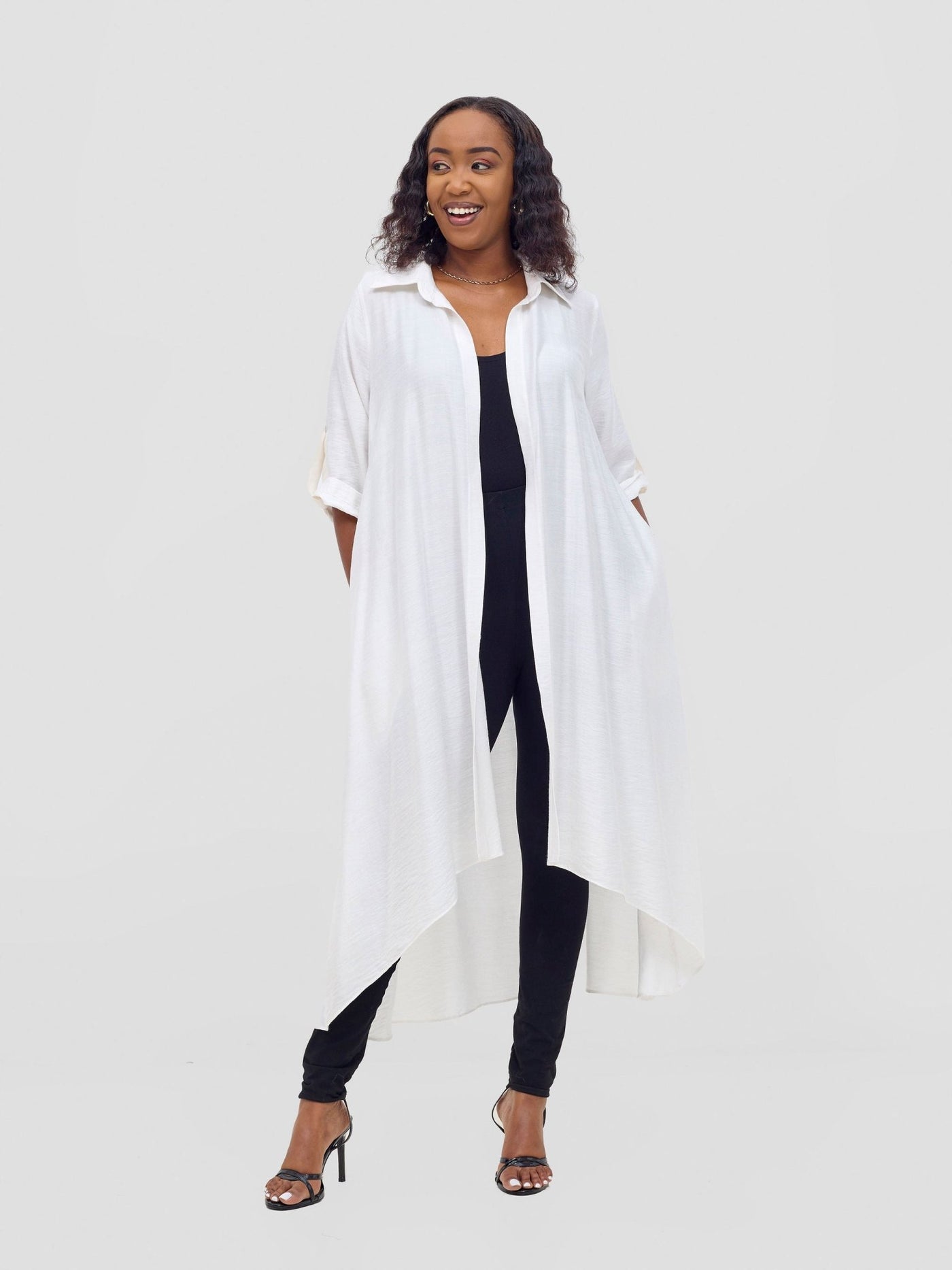 Vivo Ava 3/4 Sleeve Kimono - White - Shopzetu