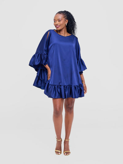Vivo Chidii Tunic Dress With Frills - Navy - Shopzetu