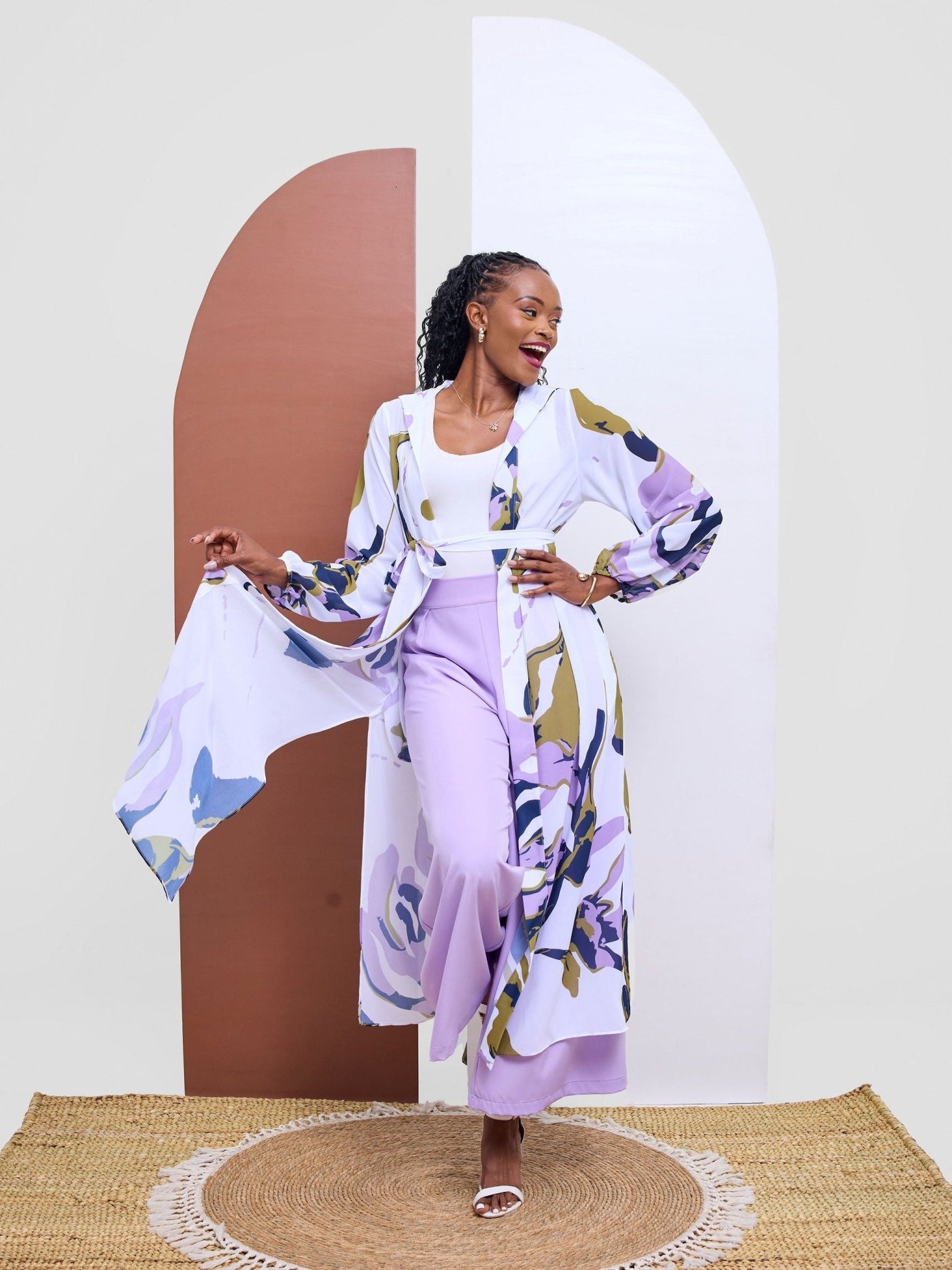 Vivo Kelemi 4.0 Kimono - Lilac / Olive Nashe Print - Shopzetu