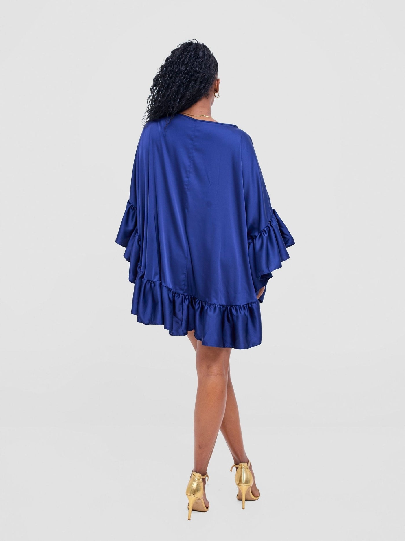 Vivo Chidii Tunic Dress With Frills - Navy - Shopzetu