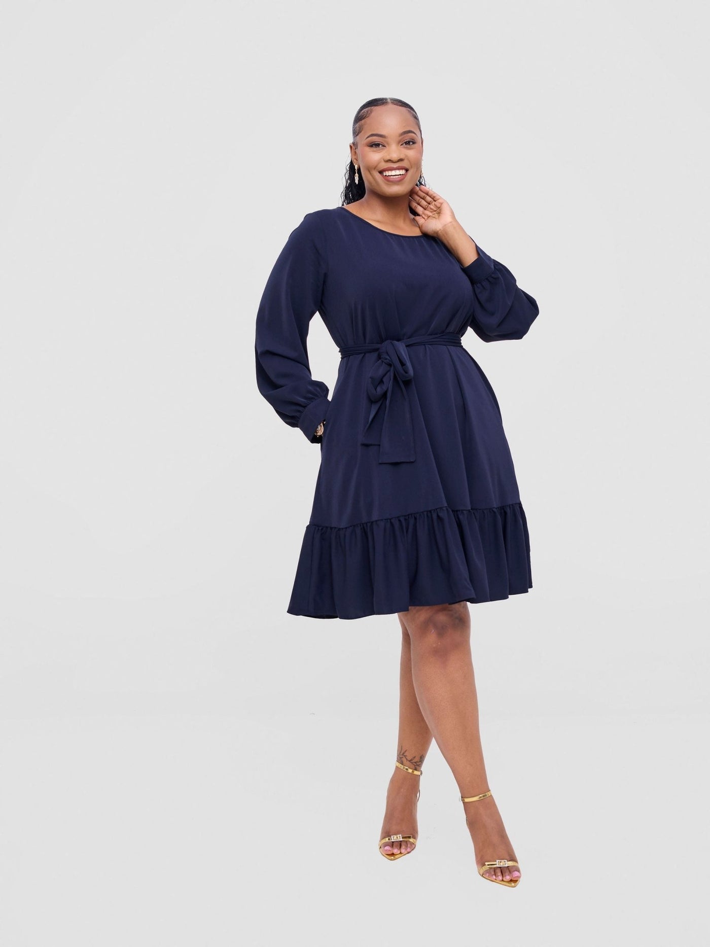 Vivo Serwa Tent Dress - Dark Navy Blue - Shopzetu