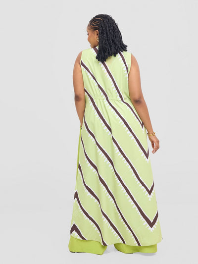 Vivo Isabi Sleeveless Kimono - Lime / White Sabi Print - Shopzetu