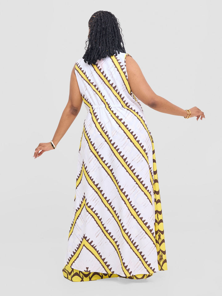 Vivo Isabi Sleeveless Kimono - White / Yellow Sabi Print