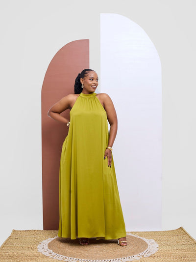 Vivo Kelemi 4.0 Halter Maxi Dress - Olive - Shopzetu