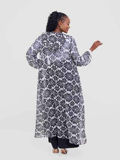 Vivo Basic Hooded Kimono - Beige / White Print - Shopzetu