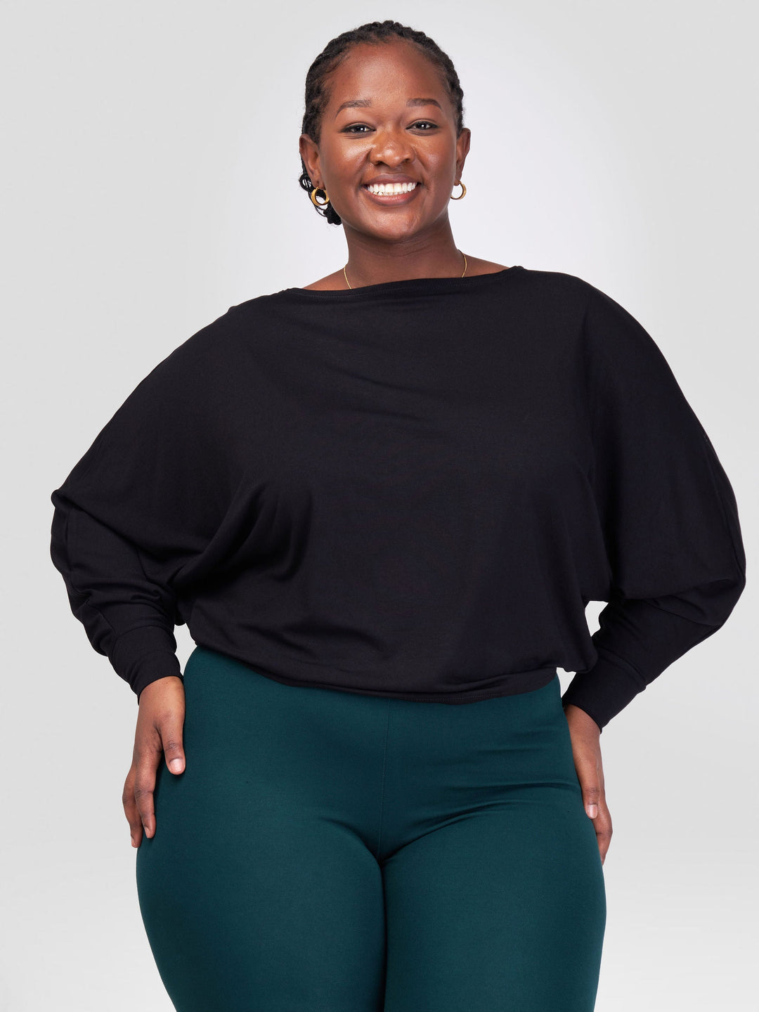 Vivo Bana Batwing Top in Jersey - Black