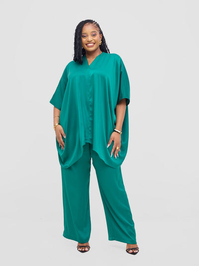 Vivo Tahisa Straight Leg Pants - Dark Green - Shopzetu