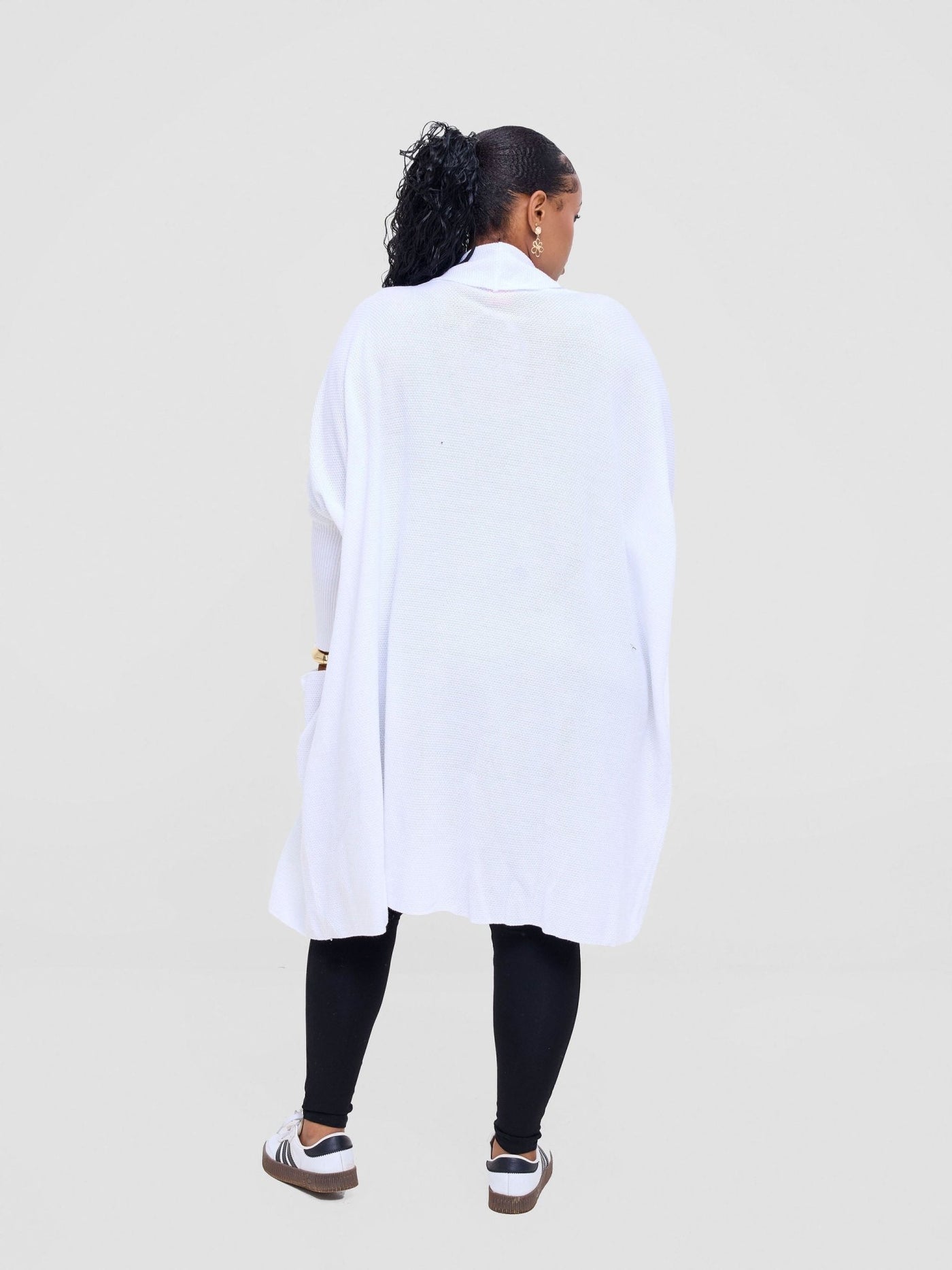 Vivo Cuffed Wide Sweater - White - Shopzetu