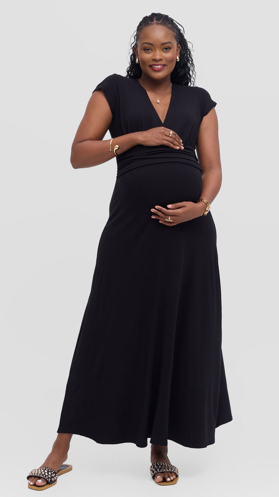 Vivo Anavi V-Neck Maxi Dress - Black