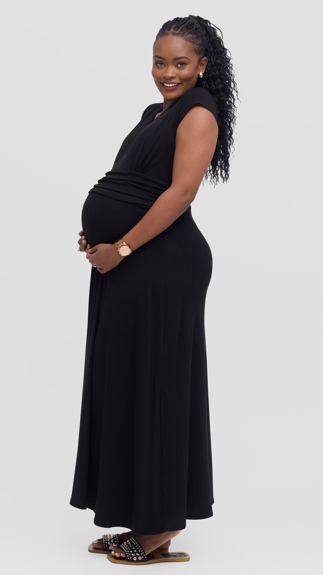 Vivo Anavi V-Neck Maxi Dress - Black