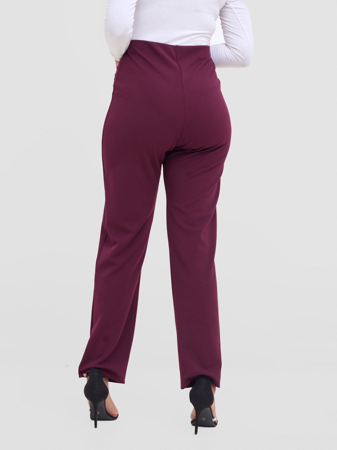 Vivo Basic Straight Leg Pants - Burgundy