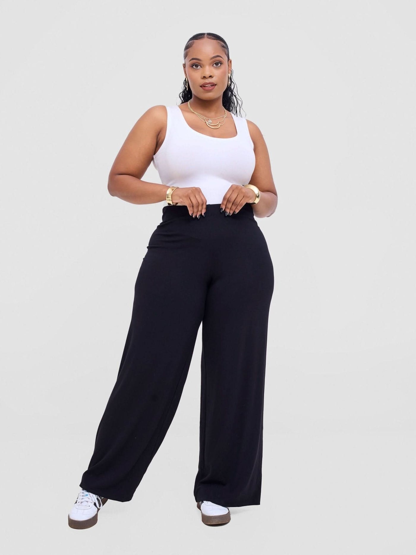 Vivo Basic Palazzo Pants - Black - Shopzetu
