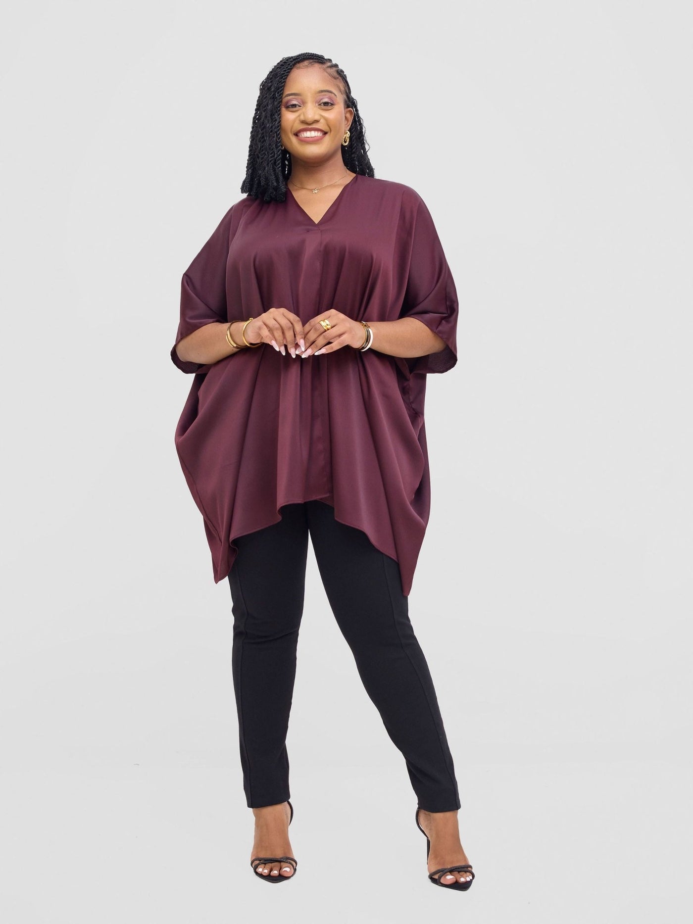 Vivo Tahisa Loose Top - Dark Brown - Shopzetu