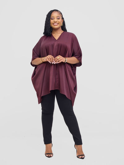 Vivo Tahisa Loose Top - Dark Brown - Shopzetu