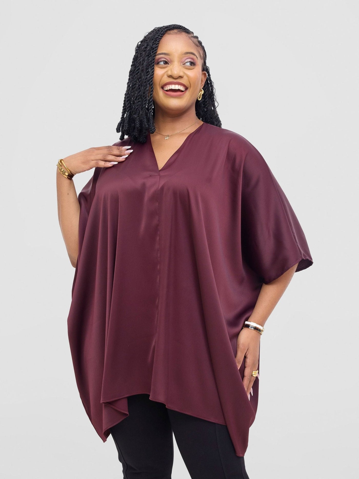 Vivo Tahisa Loose Top - Dark Brown - Shopzetu