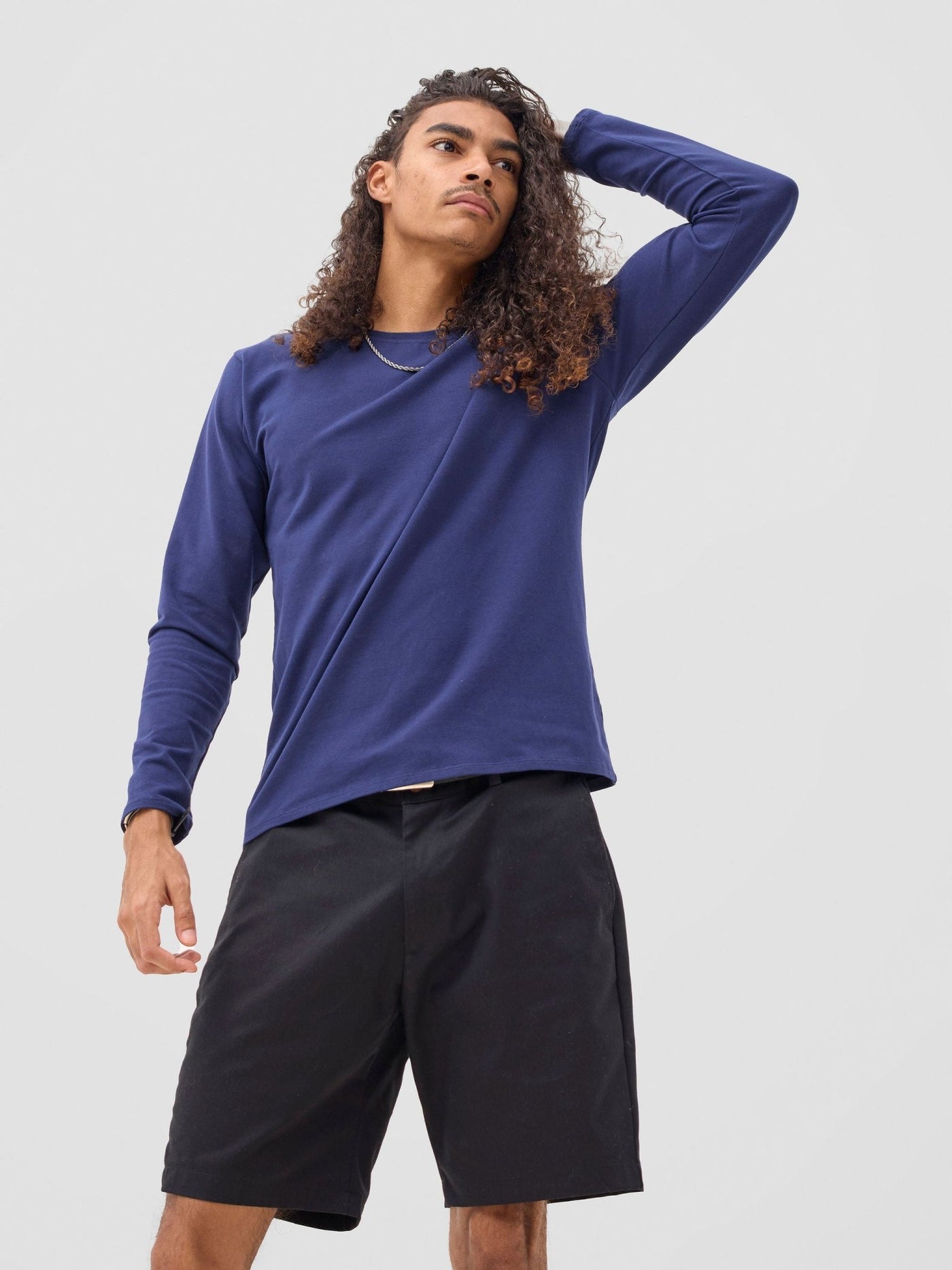 Zoya Yuni Men's Long Sleeve T-shirt - Navy Blue - Shopzetu