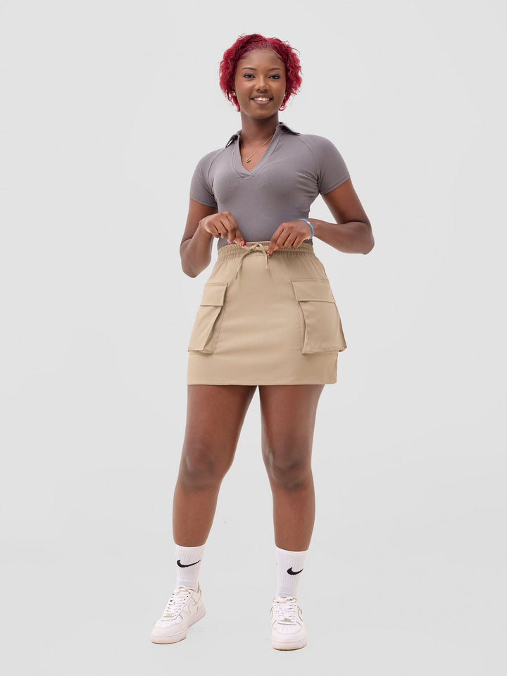 Zoya Sadira Mini Cargo Skirt - Taupe