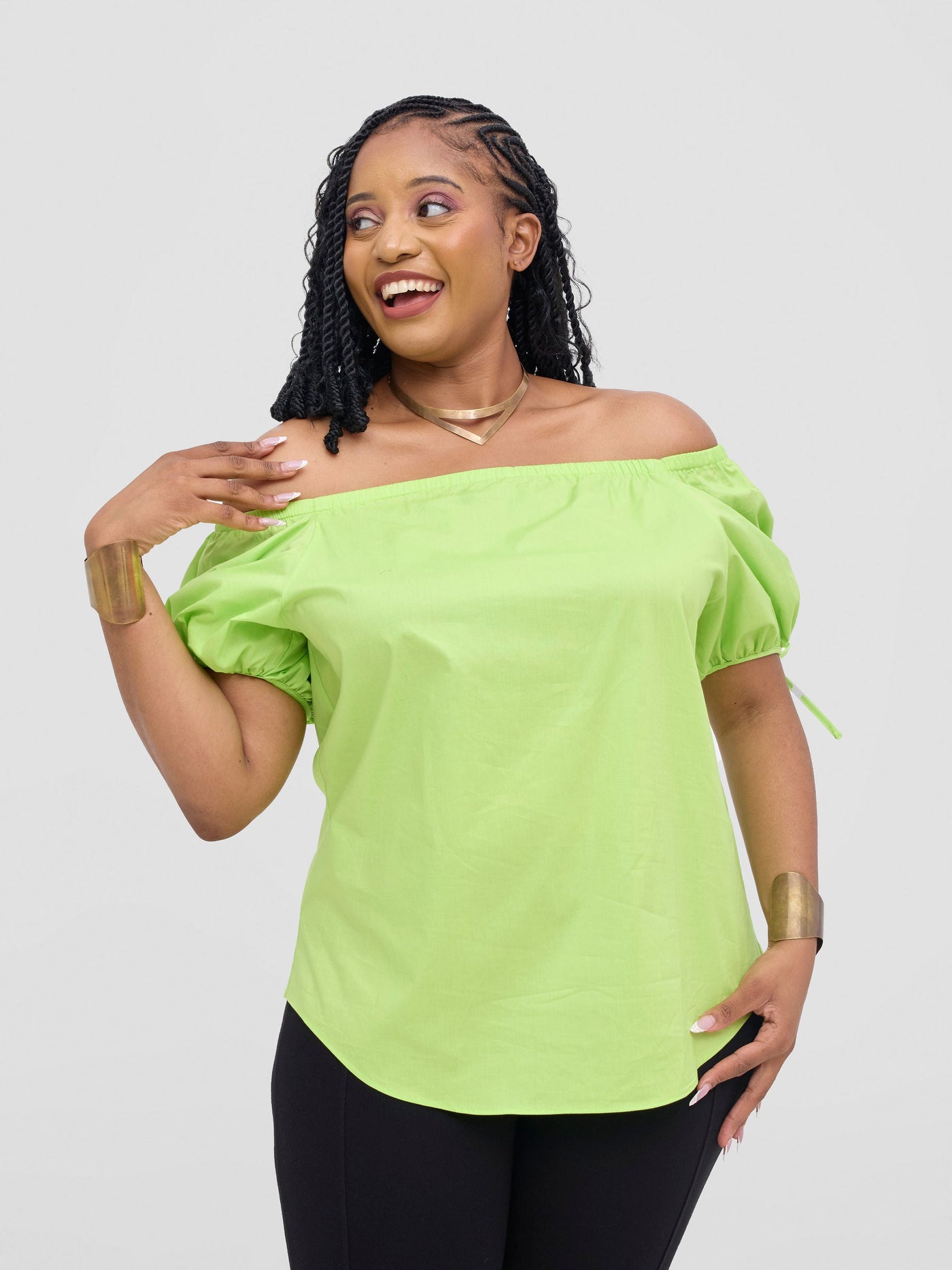 Safari by Vivo  Tawi Off-Shoulder Top - Lime