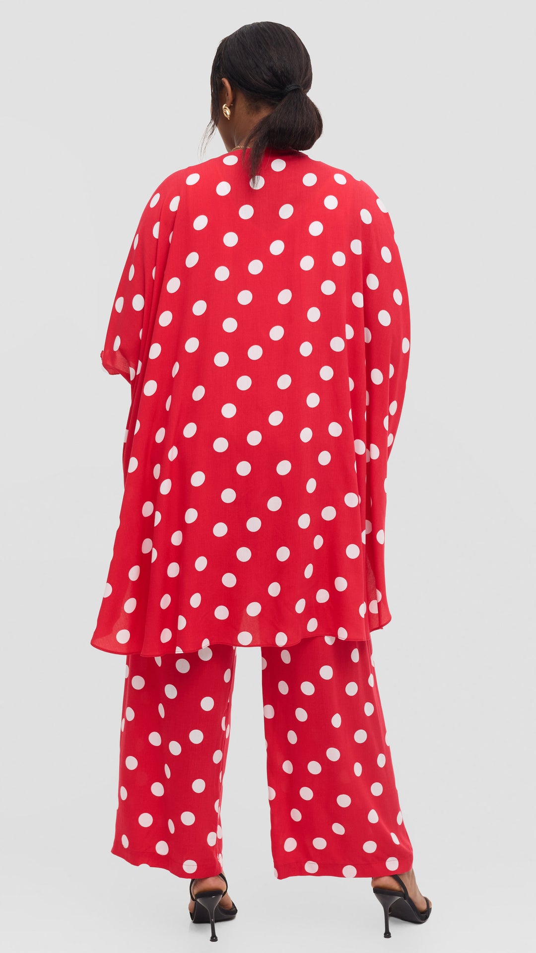 Vivo Samira Wide Kimono in Rayon - Red / White Polka Dot