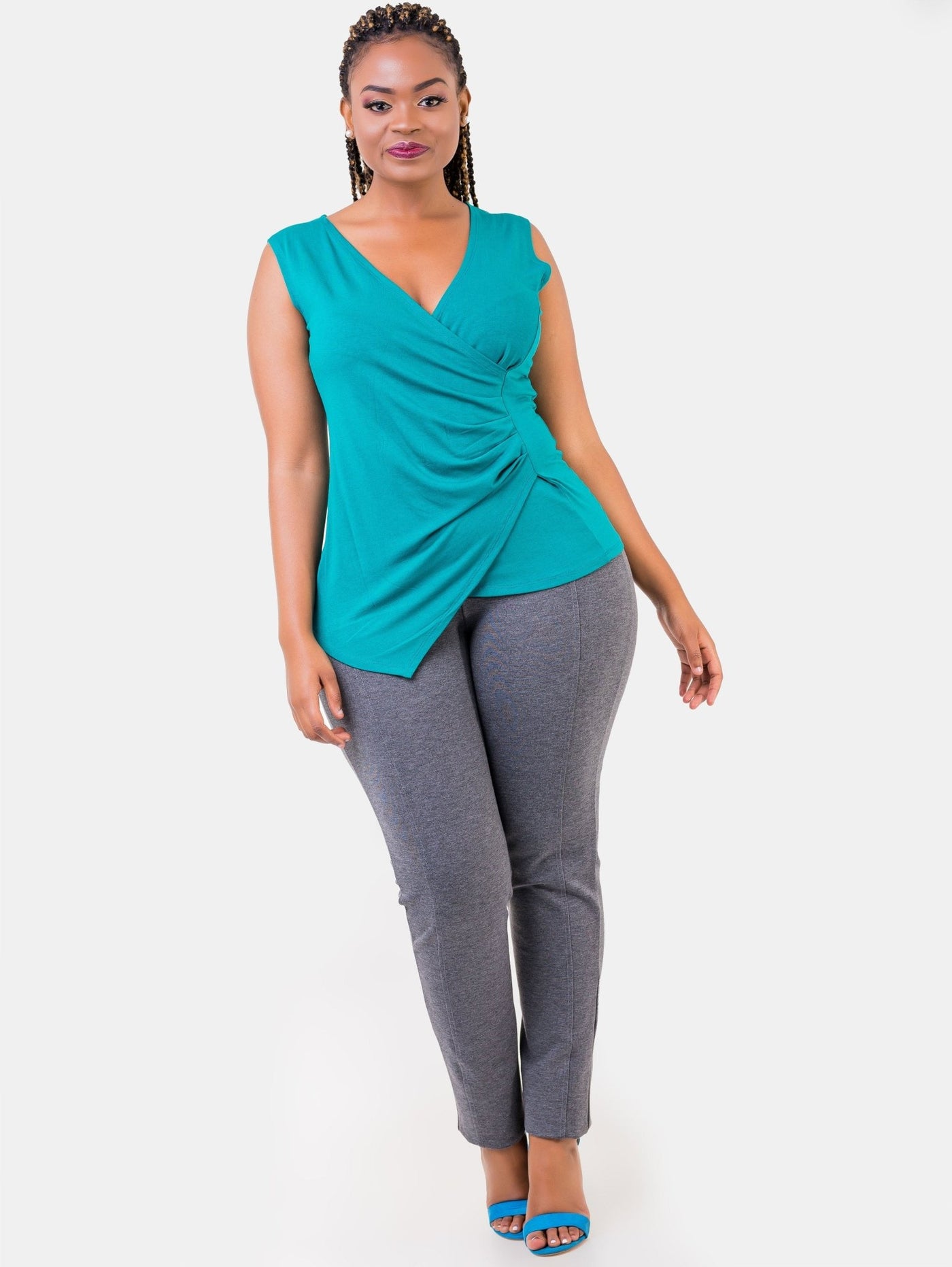 Vivo Basic Panelled Leisure Pants - Grey - Shopzetu