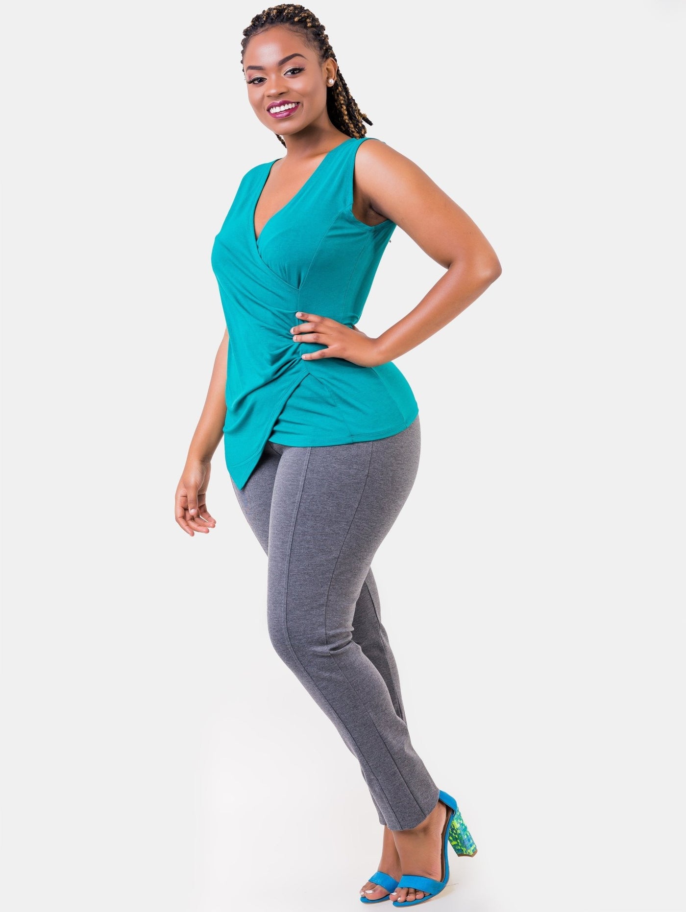 Vivo Basic Panelled Leisure Pants - Grey - Shopzetu