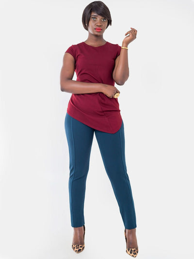 Vivo Basic Panelled Leisure Pants - Teal - Shopzetu