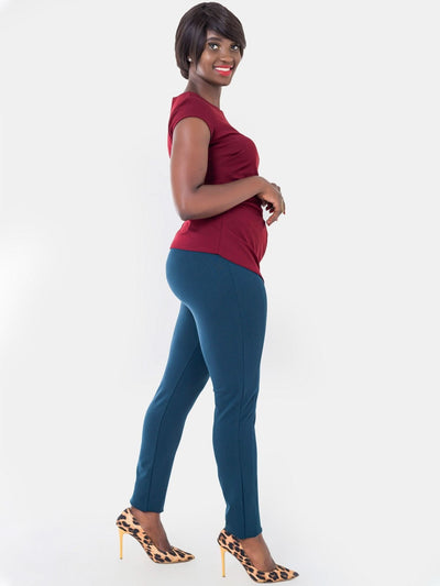 Vivo Basic Panelled Leisure Pants - Teal - Shopzetu