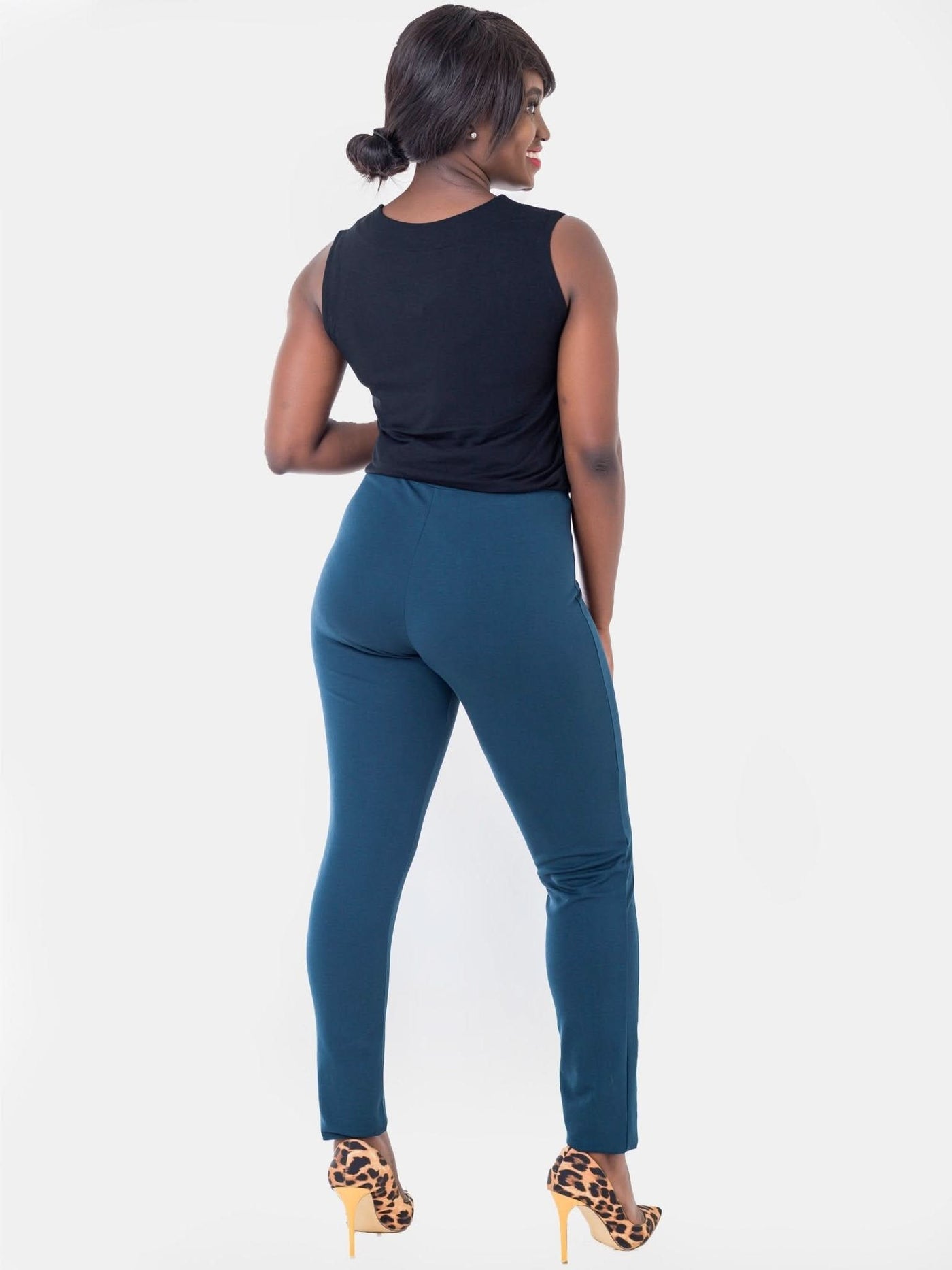 Vivo Basic Panelled Leisure Pants - Teal - Shopzetu