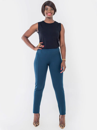Vivo Basic Panelled Leisure Pants - Teal - Shopzetu