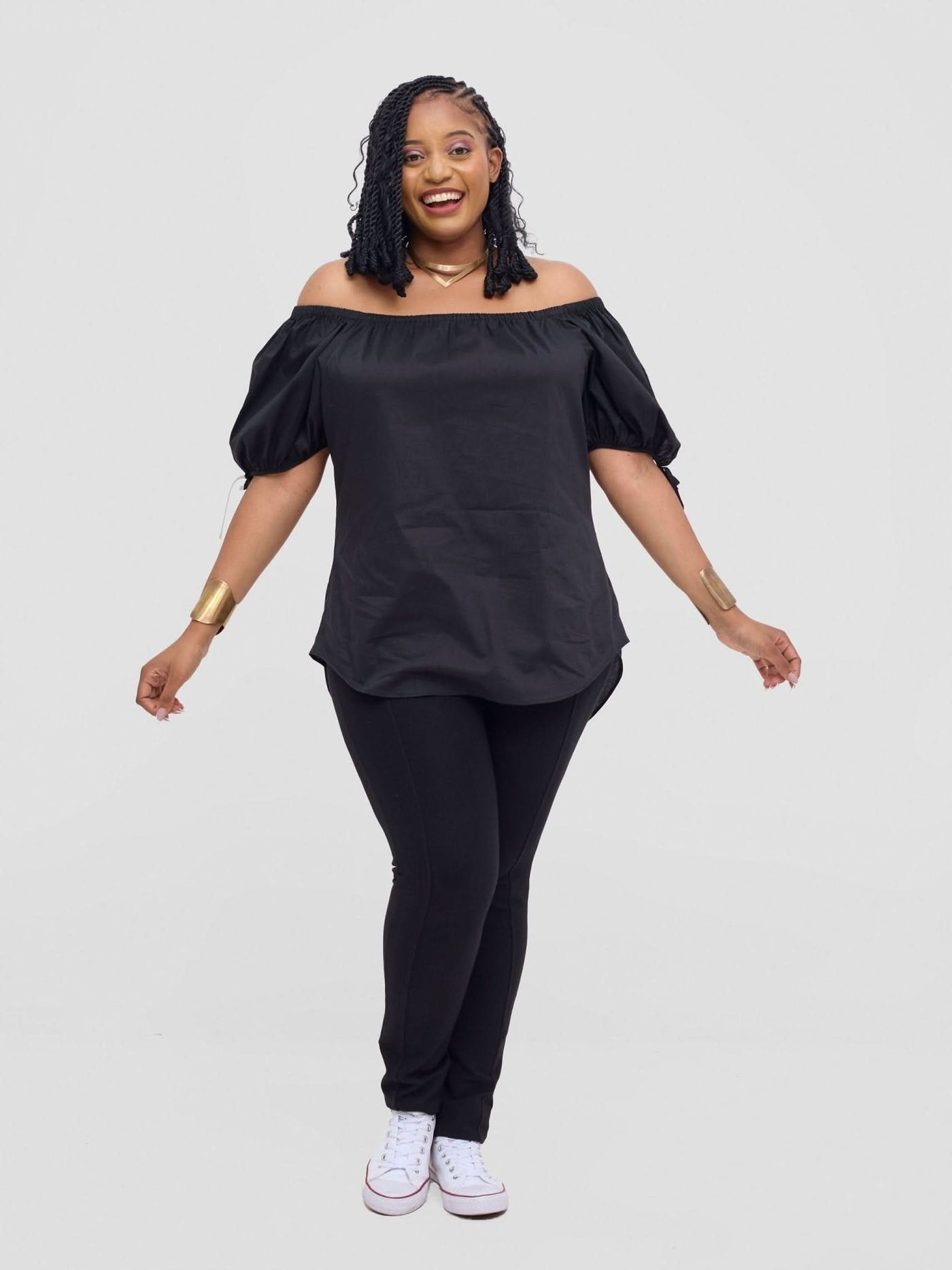 Safari Tawi Off - Shoulder Top - Black - Shopzetu